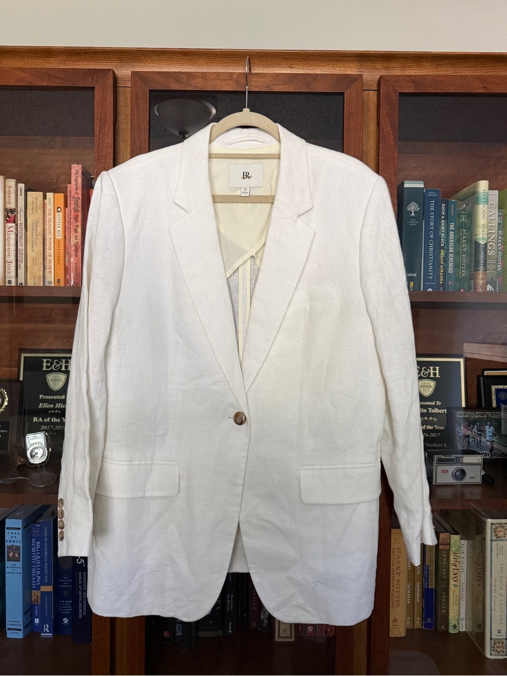 Banana Republic White Women's Linen-Blend Blazer